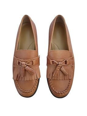 Talbots Tan Leather Laura Kiltie Tassel Loafers Size 7 Classic Preppy Flats